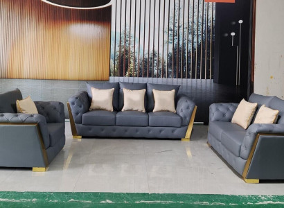 Sofagarnitur Chesterfield Couch Set 3+2+1 Stoff Sofa Couchen 3tlg. Möbel
